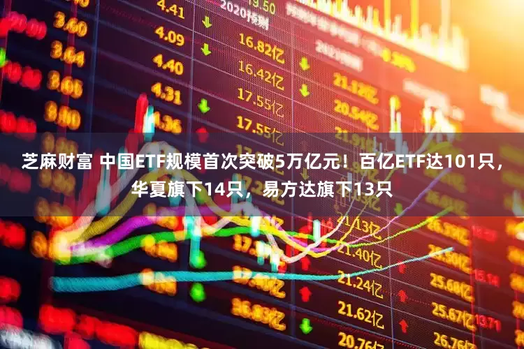 芝麻财富 中国ETF规模首次突破5万亿元！百亿ETF达101只，华夏旗下14只，易方达旗下13只